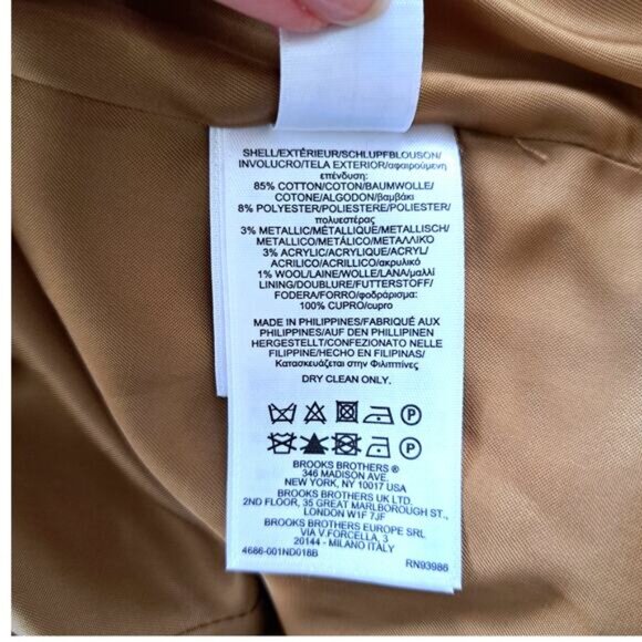 BROOKS BROTHERS Boucle Tweed Fringe Jacket Collarless Blazer Sz 4 Brown Tan Fall - Picture 7 of 10